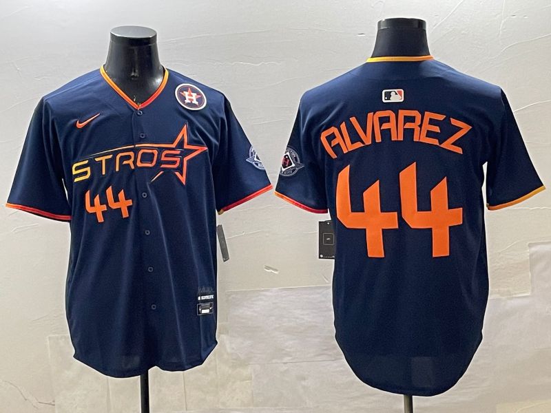 Men Houston Astros #44 Alvarez Drak Blue Three generations Joint Name 2025 Nike MLB Jersey style 4->houston astros->MLB Jersey